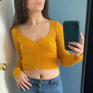 Forever 21 Yellow Knit Crop Top